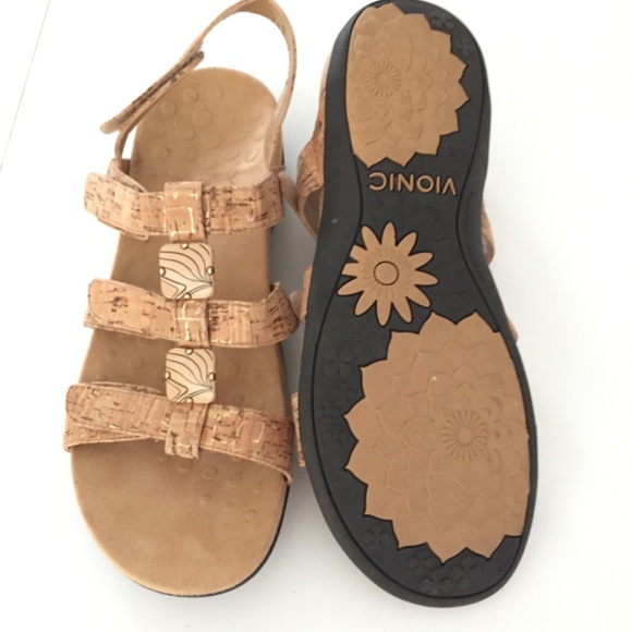 Vionic Amber Gold Cork adjustable sandals - Picture 2 of 5
